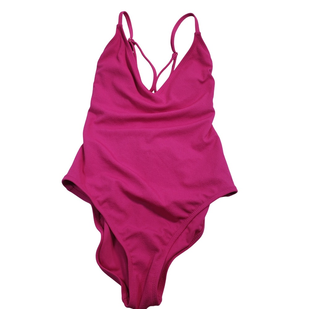 Shade Shore Hot Pink One Piece Swimsuit Criss Cross Back Size L‎ 12 14